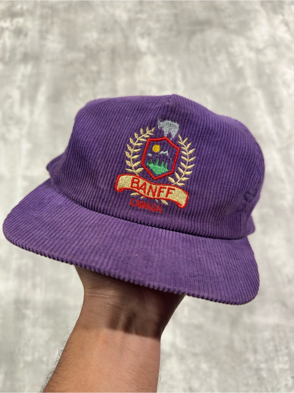 Vintage 90s BANFF Canada Corduroy Trucket Hat